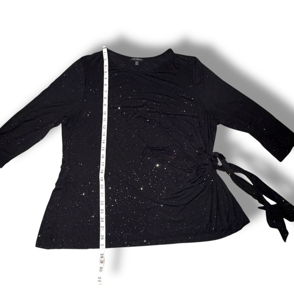 LANE BRYANT 3/4 Sleeve Foil Dot Side-Tie Blouse - Plus 14/16 Black - Picture 10 of 10